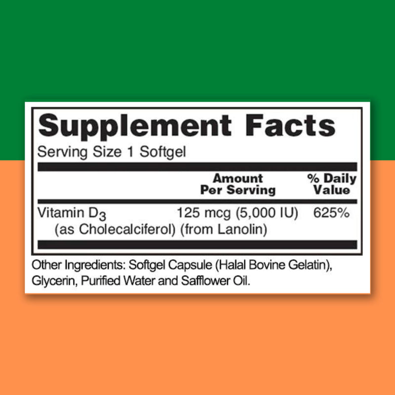 Zaytun Halal Vitamin D3 5000 IU, 6 Months Supply, Supports Bones, Healthy Muscle Function & Immune, Premium Vitamin D from Safflower Oil, Non-GMO, Gluten-Free, 180 Mini Softgels - Made in USA 1