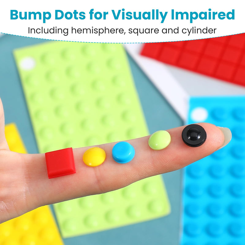 250 Pack Bump Dots for Visually Impaired, 5 Color Silicone Self-Adhesive Braille Stickers for Low Vision Aids, Tactile Dots for Blind & Elderly (Red, Black, Green, Yellow, Blue)