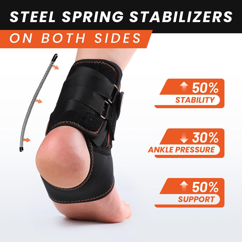 Welnove Ankle Support Brace with Stabilizer - Sports Stabilizing with Adjustable Compression Straps for Women & Men - FSA/HSA Eligible (2, Black, Large) 2
