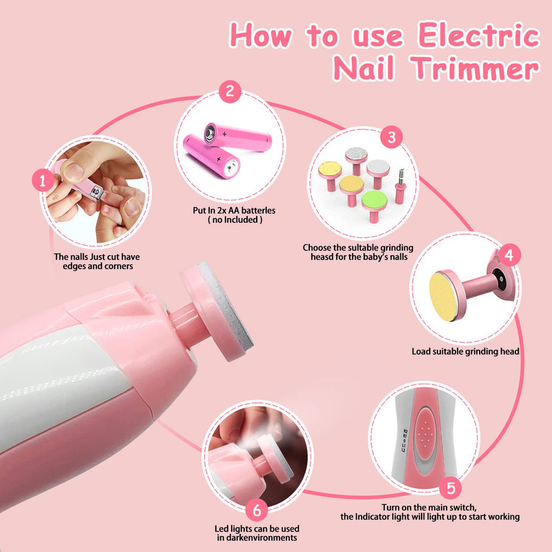 [Australia] - Baby Healthcare and Grooming Kit, 26 in 1 Baby Electric Nail Trimmer Set Newborn Nursery Health Care Set for Newborn Infant Toddlers Baby Boys Girls Kids Haircut Tools 26 in 1 Pink 