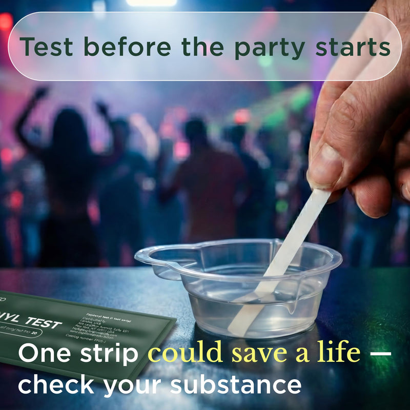 Fentanyl Test Kit for Powder and Pills, 20 ng/mL Strips, 10 Pack | Harm Reduction Made Simple, Measuring Spoon and Pipette Included, Individually Sealed, Clear Results in Minutes at Home 10 Count (Pack of 1)