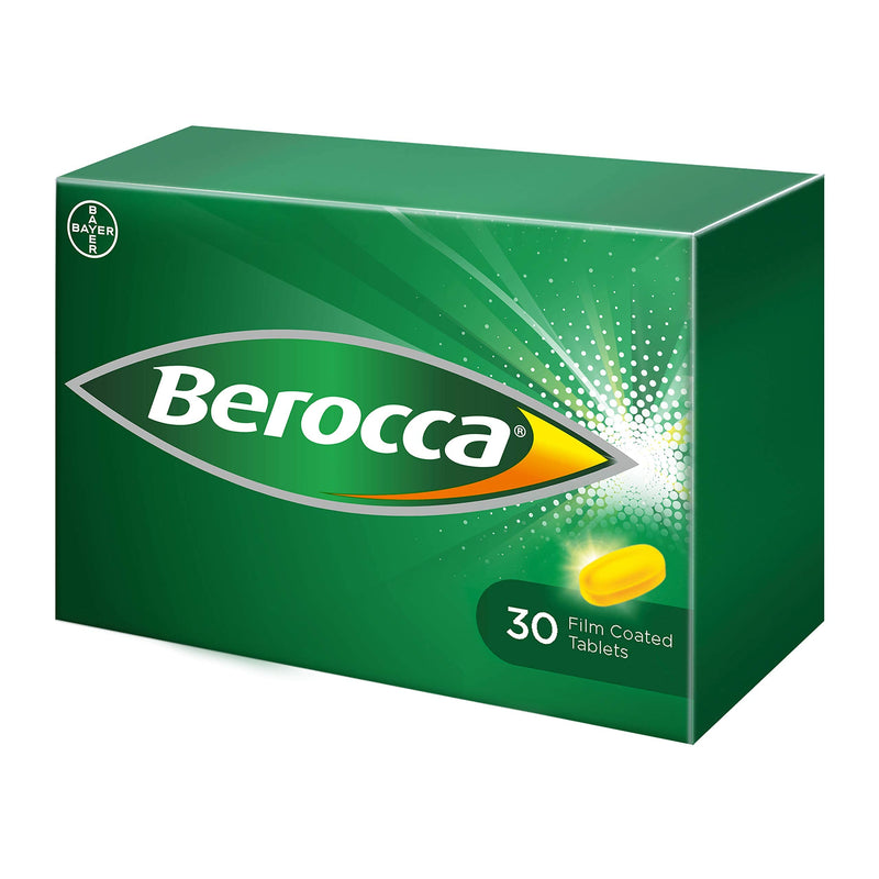 Berocca Vitamin C Film Coated Energy Tablets with Magnesium, Vitamin B12 and Vitamin B Complex, 1 Pack of 30 Tablets - 1 Months Supply 30 count (Pack of 1)