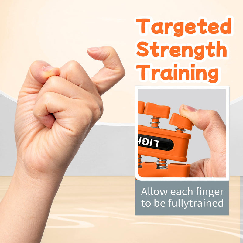 [Australia] - Grip Strength Trainer, Finger Strength Trainer for Grip Strength Training for Fingers, Wrists, and Hands for Home, Office, Gym, Climbing, Athletes, Musicians, and Therapy Orange/Black/Red 