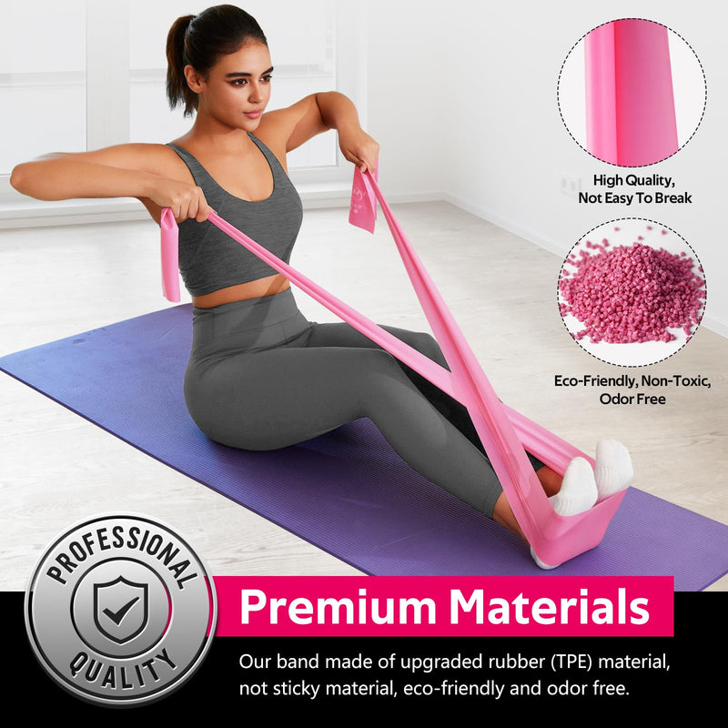 [Australia] - WALITO Resistance Bands for Working Out, Exercise Bands for Women and Men, Workout Bands for Physical Therapy, Stretch, Recovery, Pilates, Rehab, Strength Training and Home Gym 5FT 1.Pink 
