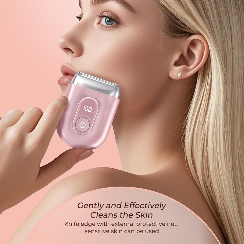 Electric Razor for Women - Mini Bikini Trimmer - Shaver for Pubic, Legs, Arm & Body - Painless Hair Removal Device - Cordless Wet & Dry Use