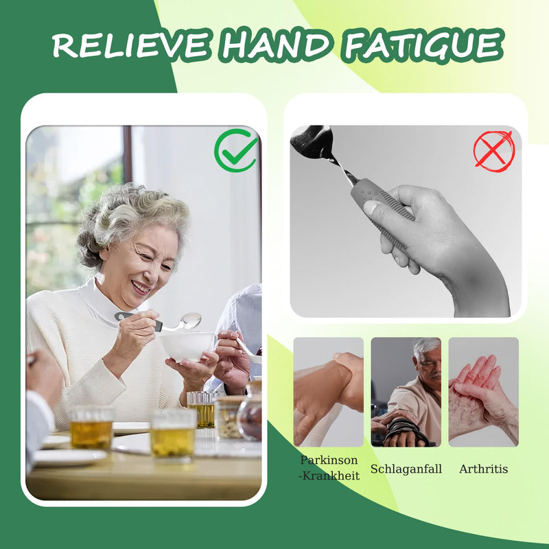4 Packs Bendable Cutlery for Arthritic Hands Adaptive, Easy Grip Disabled Cutlery for Adults Stainless Steel Set with Spoon Fork Knife Elderly Nonslip Utensils Eating Aids (4 Packs) 4 Packs