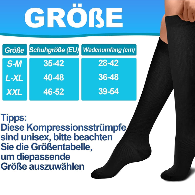 [Australia] - CAMPSNAIL Compression Stockings Women and Men Support Stockings Compression Socks for Flight Sports Travel Running S-M A-Black-3 Pairs 