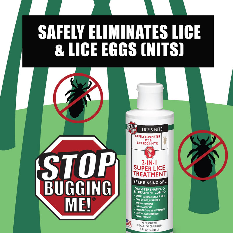 [Australia] - Stop Bugging Me! All-Natural 2-in-1 Super Lice Treatment Gel Shampoo, 8 oz | Safely Eliminates Lice and Lice Eggs 