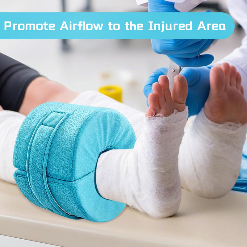 2 PCS Foot Support Pillow, Ankle Foam Cushion with Zipper Removable Cover, Wedge Heel Elevation Pillow for Foot Pressure, Bed Sore Ulcer, Feet Leg Rest and Leg Rest Post Surgery Green