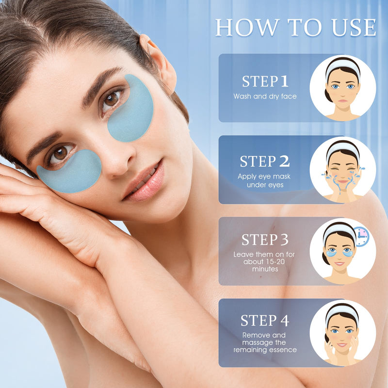 [Australia] - Under Eye Patches Masks - for Dark Circles, Puffy Eyes, Fine Lines, Wrinkles, Eye Bags Treatment with Collagen and Hyaluronic Acid, Moisturizing and Hydrating (60 Pcs)… Cornflower Blue 