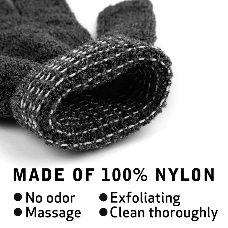 [Australia] - Rainmae Pack of 20 Exfoliating Gloves, Exfoliating Washing Gloves for Body and Face, Dead Skin Remover, Double-Sided Microfiber for Adults (Black) 