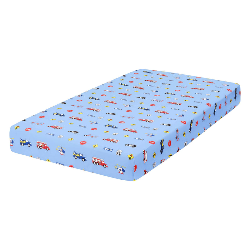 [Australia] - Everyday Kids 2 Pack Fitted Boys Crib Sheet, 100% Soft Breathable Microfiber Baby Sheet, Fits Standard Size Crib Mattress 28in x 52in, Nursery Sheet - Rescue/Blue 2 Pack - Rescue/Blue 