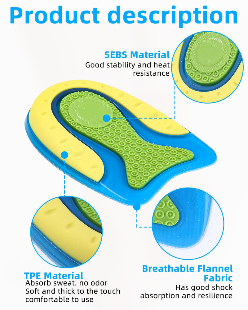 [Australia] - Toaren 5 pairs of heel spur insoles (size L) heel pads made of silicone gel, heel cushion orthopedic, women and men, heel gel cushion, soft gel insoles for relief from plantar fasciitis and heel spurs 5 blue 