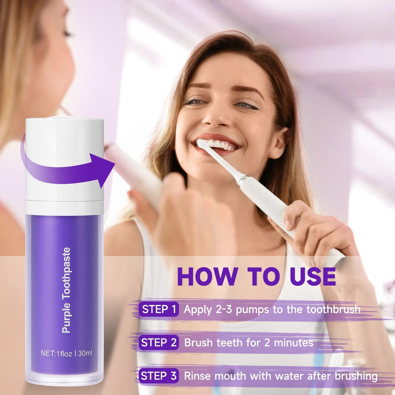 [Australia] - Purple Toothpaste for Teeth Whitening, Purple Toothpaste, Tooth Stain Removal, Tooth Stain Removal Colour Corrector, Teeth Whitening Kit 1 Fl Oz (Pack of 1) 