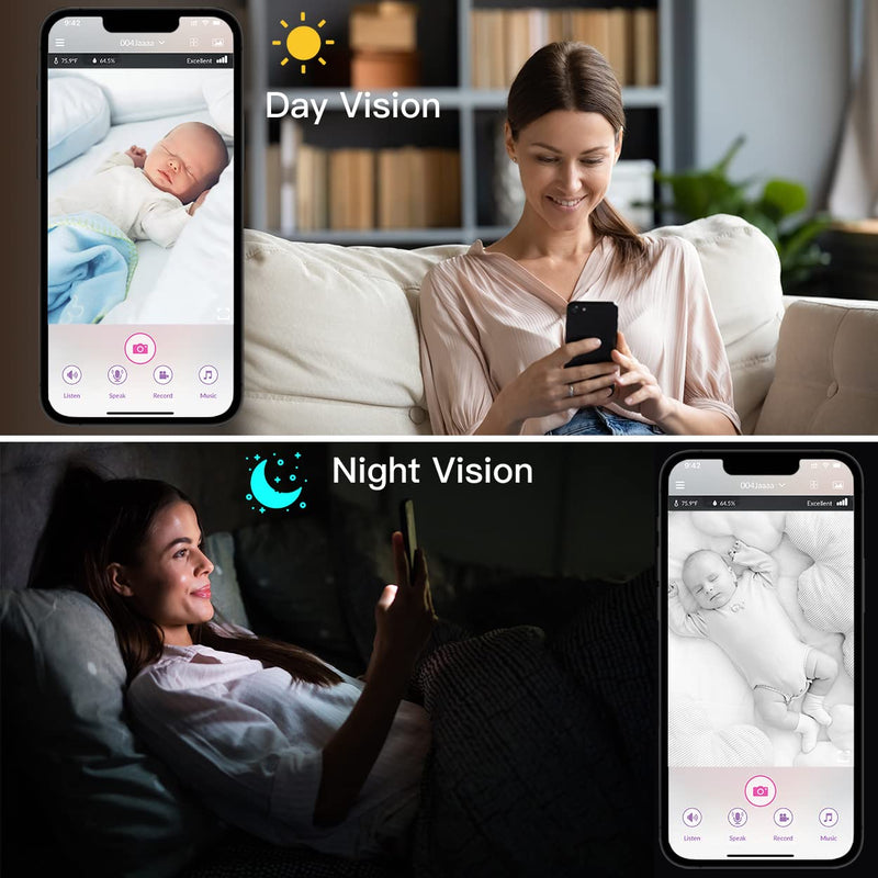 [Australia] - iBaby M2C WiFi Baby Monitor Camera with FHD Audio 1080P with Night Vision Wall Mount Kit Included 2021 Updated Video Audio Quality with Motion Crying Alerts, White M2C with Flexible Tail 