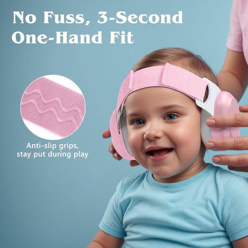 [Australia] - Bella's Friends Baby Ear Protection for Infants & Toddlers(3–48 Months) - Lightweight 24dB Noise Cancelling Headphones - Safe fit & Comfort Earmuffs - Improve Sleep - Baby Travel Essential, Pink 