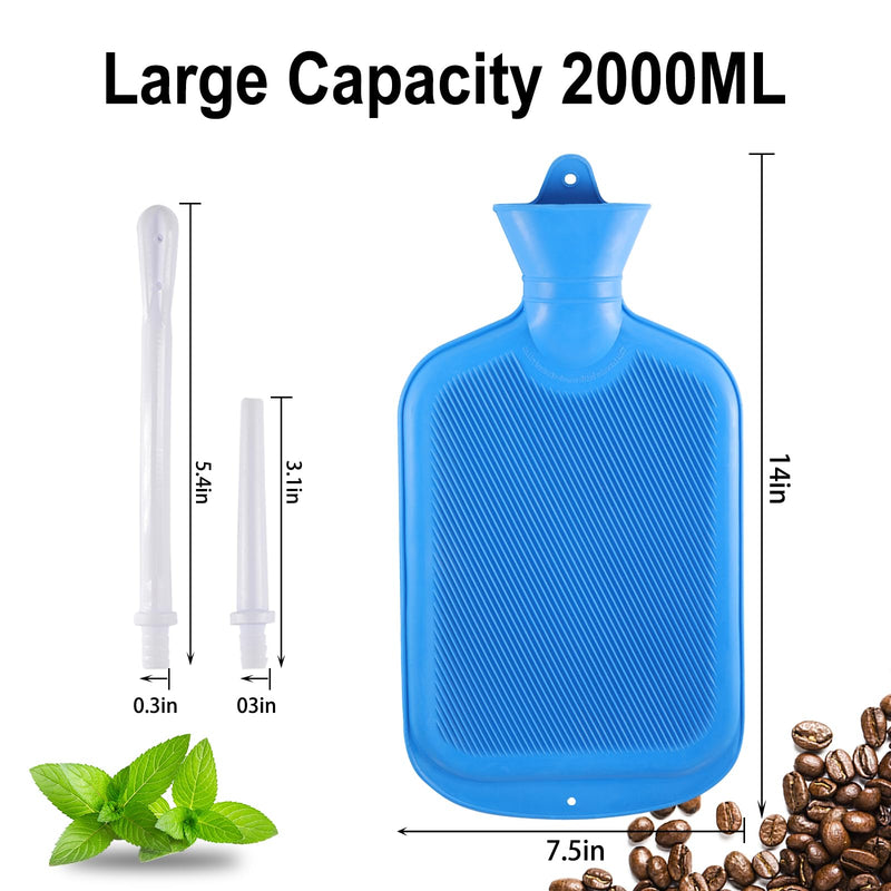 [Australia] - Enema Bag Kit with 5ft Hose Coffee Enemas at Home Water Shower Douche Colon Detox Cleanse Kit with Tubing, Tips, Clamp and Hook (Blue, 2 L) Blue 