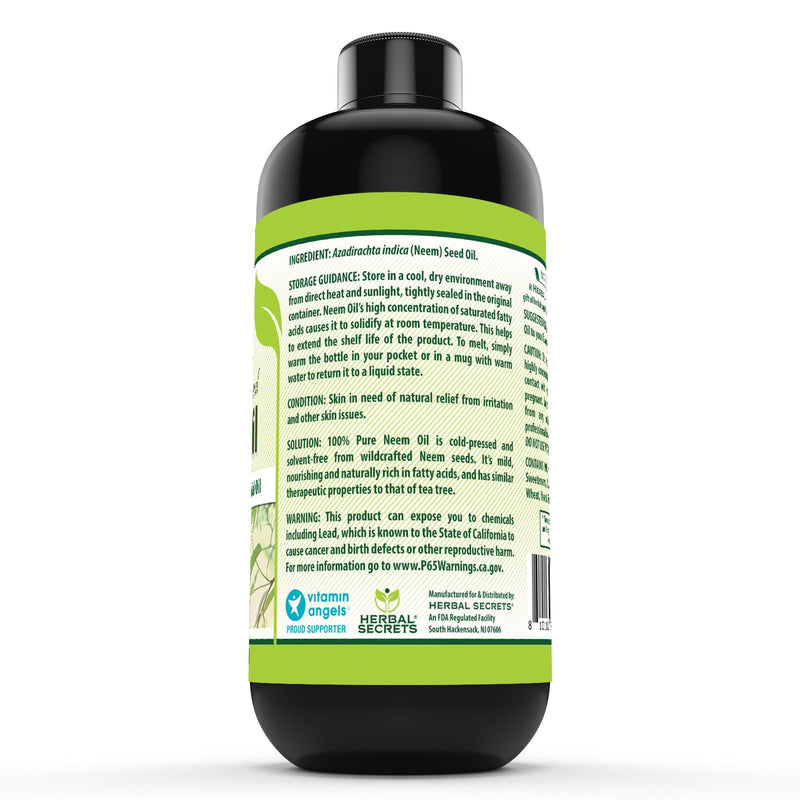 [Australia] - Herbal Secrets Neem Seed Oil 16 Fl Oz | Pure & Cold Pressed | Premium Herbal Supplement | Non-GMO | Gluten Free 