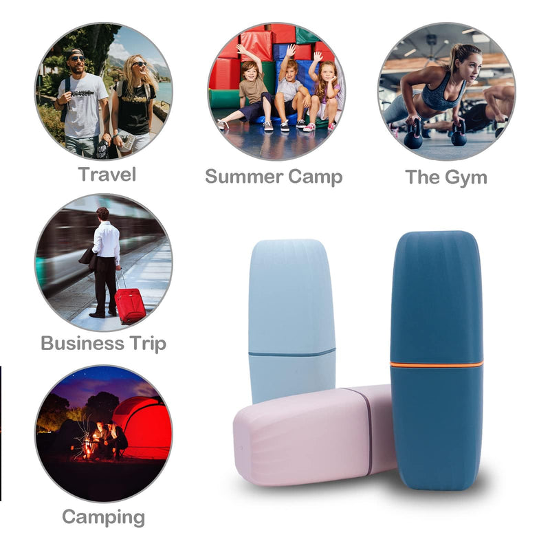 [Australia] - Toothbrush Cup Toothbrush Holder with Cover Travel Boothbrush Holder Portable Toothbrush Case and Carrier for Bathroom School Business Trip(Blue) Blue 