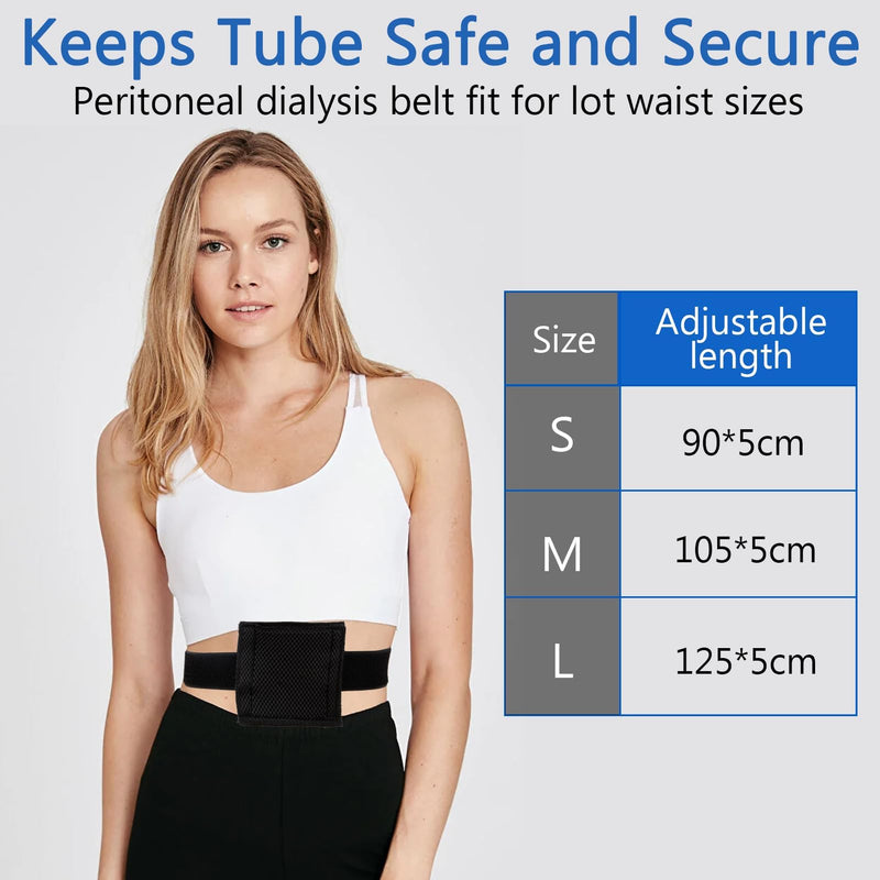 [Australia] - 2PCS Breathable Feeding Tube Belt, Concealment and Comfortable Gastrostomy G Tube Accessories, Peritoneal Dialysis Belt with Mesh Sponge Pad Black Pd Belts Dialysis for Men Women Adults (Black M) 