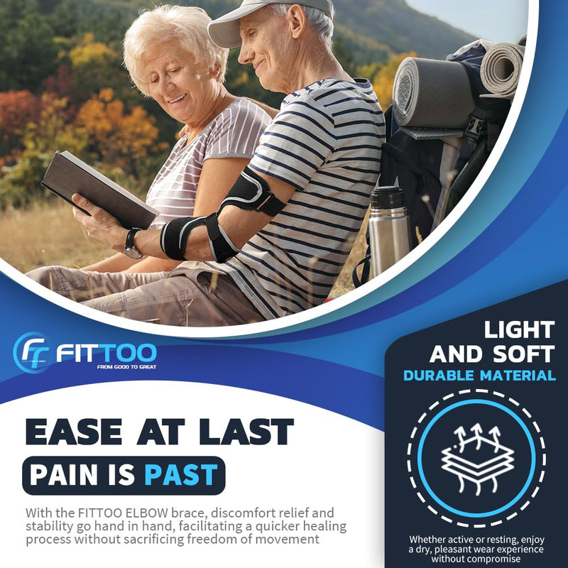 FITTOO Elbow Brace for Cubital Tunnel Syndrome, Arm Ulnar Nerve Brace Support for Elbow Discomfort, Tendonitis, Prevent Elbow Excessive Bending, Fit Left & Right Men & Women Arm Onyx Medium