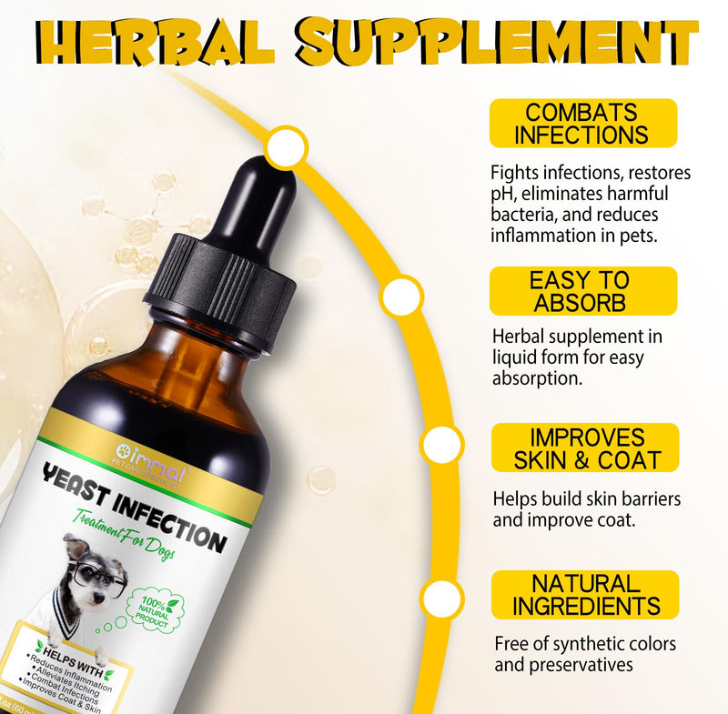ALIVO Yeast Infection Treatment for Dogs, Natural Yeast Infection Treatment Supports Dog Itch Relief, Dog Ear Infection, Dog Allergy Relief, Pet Supplies Dog Herbal Supplement, Bacon Flavor - 2 oz 2 Fl Oz - PawsPlanet Australia