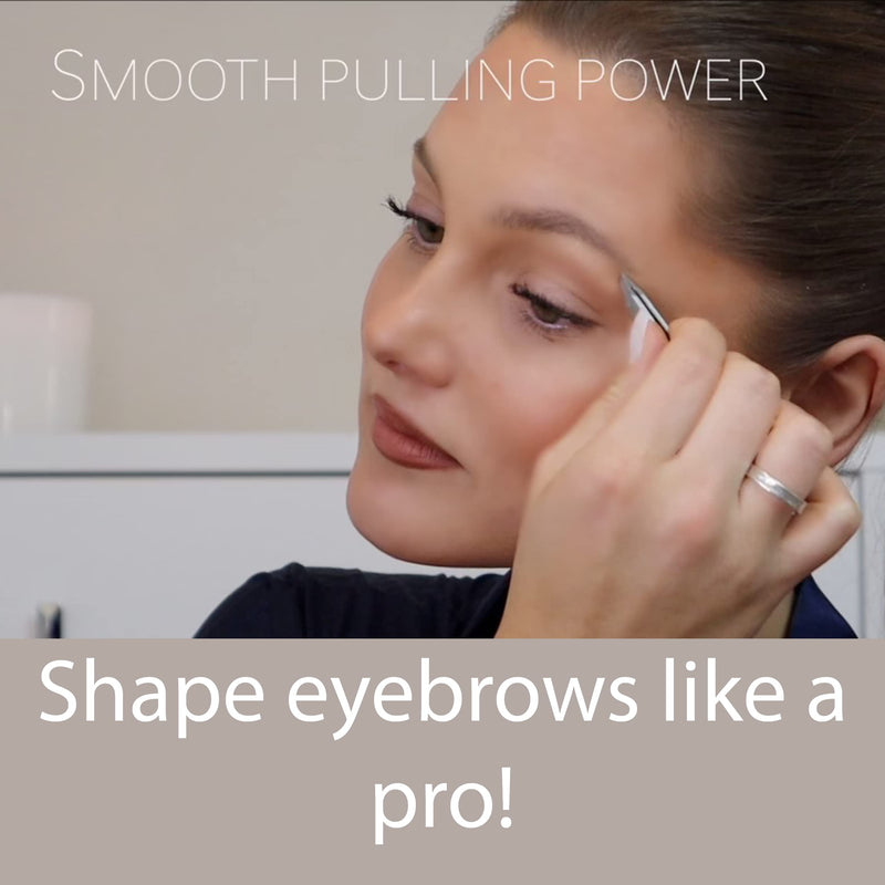 Zizzili Basics Tweezers - Surgical Grade Stainless Steel - Slant Tip for Expert Eyebrow Shaping and Facial Hair Removal - with Bonus Protective Pouch - Best Tweezer for Men and Women Silver