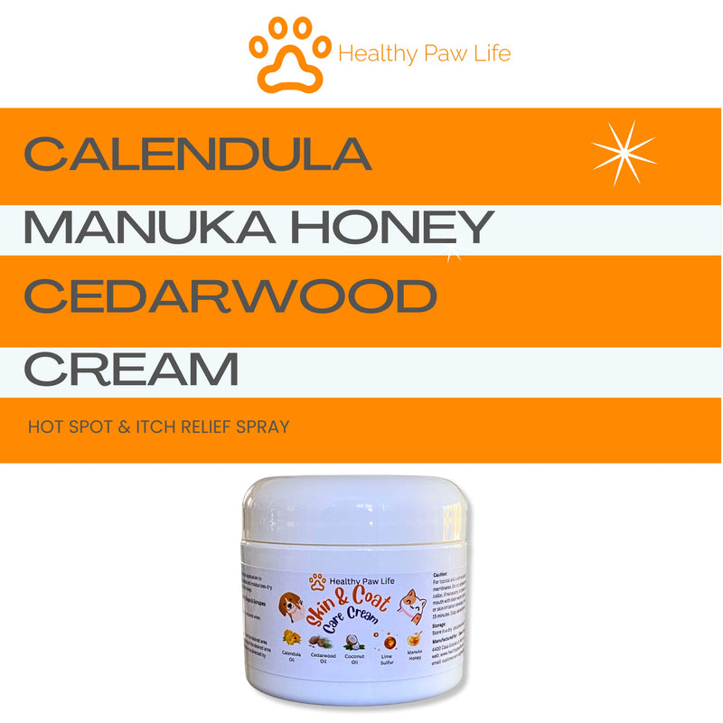 Skin and Coat Care Ointment for Pets - Itchy or Dry Skin, Wounds, Hot Spots – Calendula Oil, Manuka Honey, Lime Sulfur, Cedarwood Oil, Coconut Oil – Dogs, Cats, Puppies, Kittens - PawsPlanet Australia