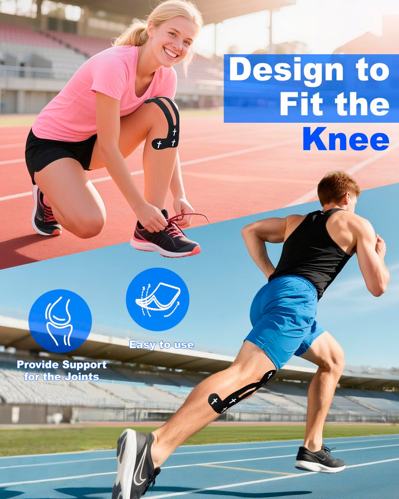 12 Pcs Cross Kinesiology Tape for Knee, Christian Athletic Tapes Religious Sport Bunion Tape Cross Black precut Kinesiology Tape for Knees Support & Stability Sports Gymnastics Tennis Breathable