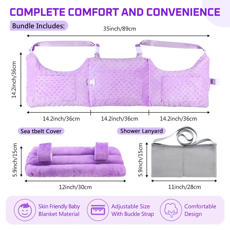 [Australia] - Geelin Post Mastectomy Pillow, Breast Surgery Lumpectomy Recovery Supplies, Post Mastectomy Essentials, Breast Reduction Pillow Recovery Belt Protection Surgery Gift Purple 