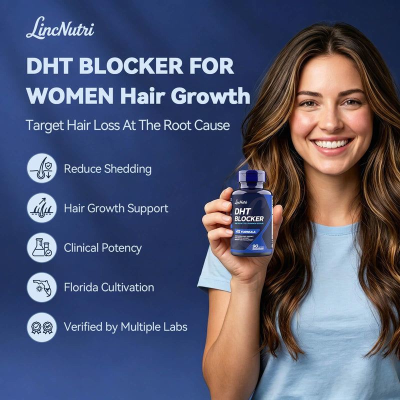 DHT Blocker for Women Hair Growth Supplement, Fuller-Looking Hair | With Florida-Grown Saw Palmetto, Pumpkin Seed Oil, Biotin, 10-in-1 Hair Loss Support Formula, Non-GMO, 90 Softgels