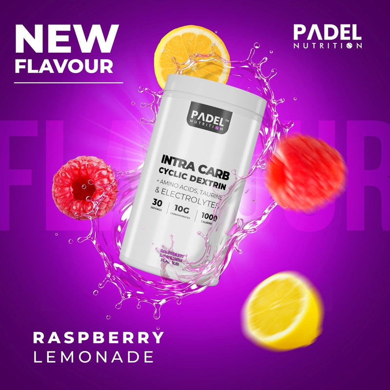 Intra CARB Supplement for Padel Tennis - 30 Servings | Intra Match Fuel with Cluster Dextrin | Sustained Energy, Muscle Support & Electrolyte Balance by Padel Nutrition (Raspberry Lemonade) Raspberry Lemonade