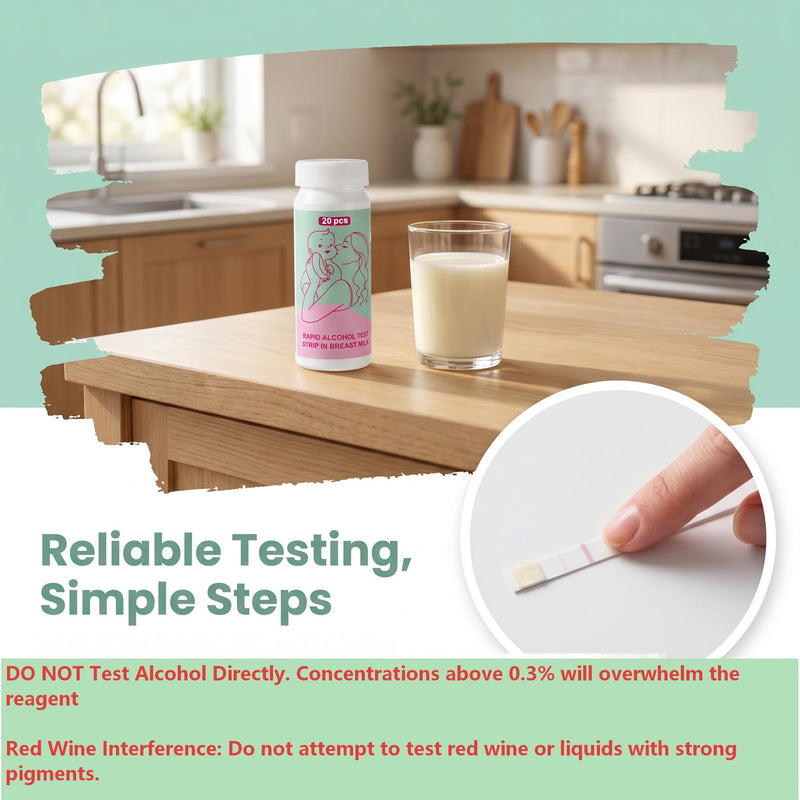 20Pcs Alcohol Test Strips for Breastmilk Home Kit Breastfeeding Milk Moms Gift Supplies Essentials Fast Easy Strips at Home Holiday Party 20