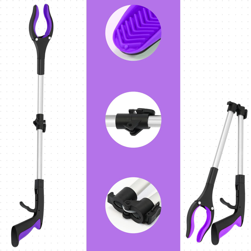 [Australia] - 2 Pack 32 inch FDA Registered GrabRunner Heavy Duty(up to 10 lbs) Reacher Grabber Tool with Strong Magnetic (New Purple) Purple(pack of 2) 