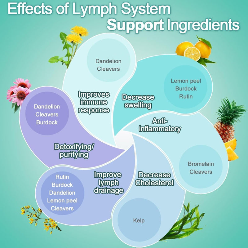 Lymphatic Drainage Supplement – Lymphatic Drainage Capsules with Dandelion, Burdock, Cleavers & Echinacea, Supports Bloating, Fluid Balance & Daily Lymphatic Wellness – 60 Capsules