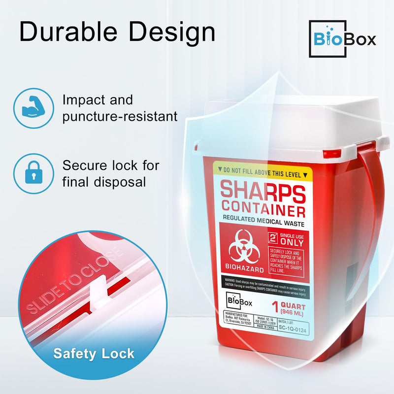 [Australia] - Sharps Container Small - Sharps Containers for Home Use and Labs - Portable Needle Disposal and Travel Size Biohazard Bin - 1 Quart (Pack of 1) 1.0 