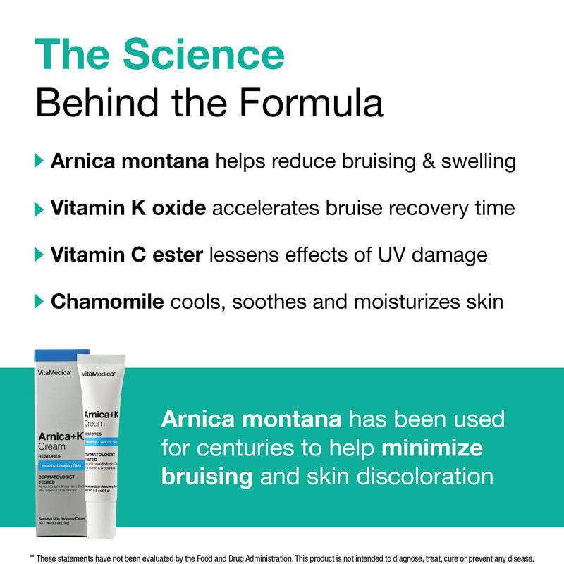 [Australia] - VitaMedica Arnica Cream - Arnica Montana + Vitamin K Oxide Bruise Cream - Sensitive Skin Formula - Undereye Arnica Vitamin K Cream With Vitamin C - 0.5 ounces 0.5 Ounce (Pack of 1) 