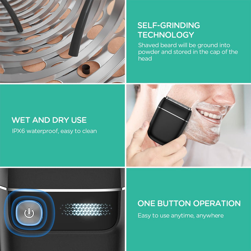 VOYOR Foil Shaver 2 in 1 Double Shavers for Men,Portable Electric Razor with Rechargeable Foil Razor Multifunction Grooming Barber Shaver IPX6 Washable Travel Shavers ER300 (Black) Black