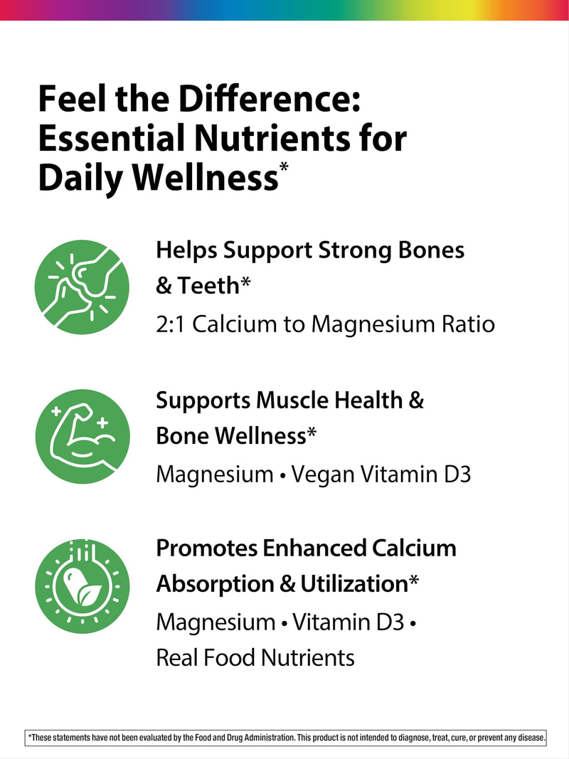 Rainbow Light Calcium Complex with Magnesium & Vitamin D3 + | 90 Tablets | Real Food Nutrients | Supports Bone Density & Muscle Health | Vegan Supplement for Men and Women