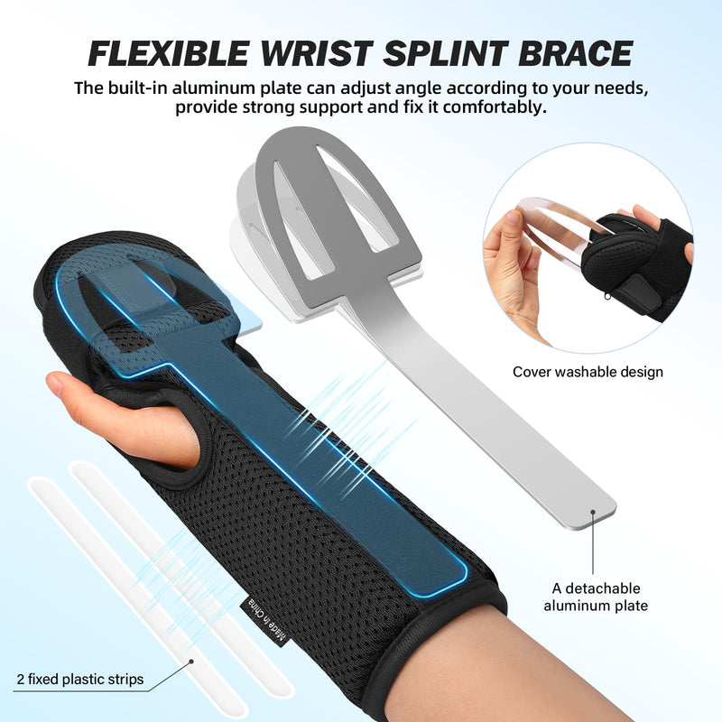 Resting Hand Splint Stroke Hand Brace for Pain Relief Arm Wrist Finger Splint for Carpel Tunnel,Stroke, Tendonitis, Sprain, Arthritis (Black, Medium) Black