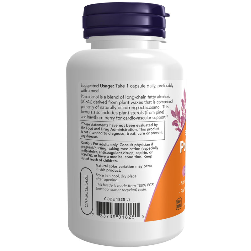 [Australia] - NOW Foods Supplements, Policosanol 40mg with Pine Plant Sterols and Hawthorn, Extra Strength, 90 Veg Capsules 