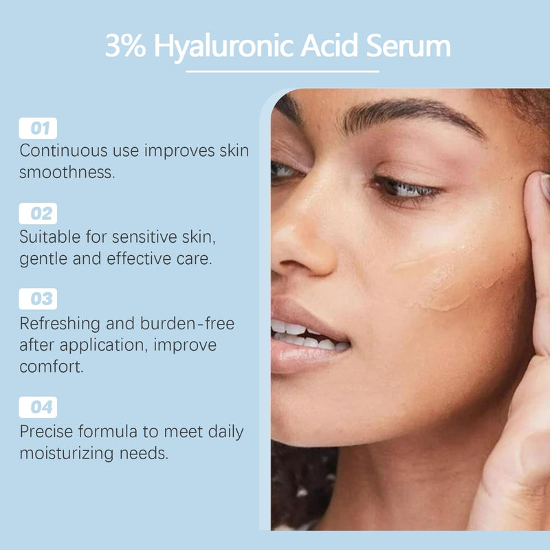 30PCS Ultra Hydrating Serum 3% - Hyaluronic Acid Smoother Face Serum, Enriched Hyaluronic Acid, Collagen, Vitamin E Moisturizing, Plump, Fine Lines, Wrinkles, Repair for All Skin