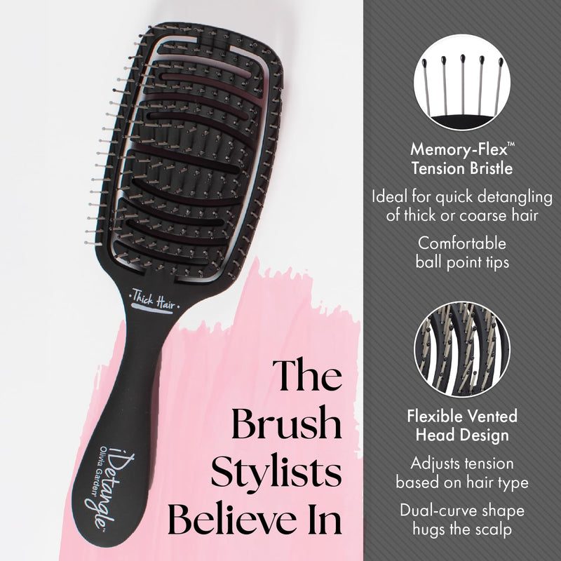 Olivia Garden iDetangle Hair Brush - Dual-Curve Shape, Adjusts Tension by Hair Type 3-Piece Kit