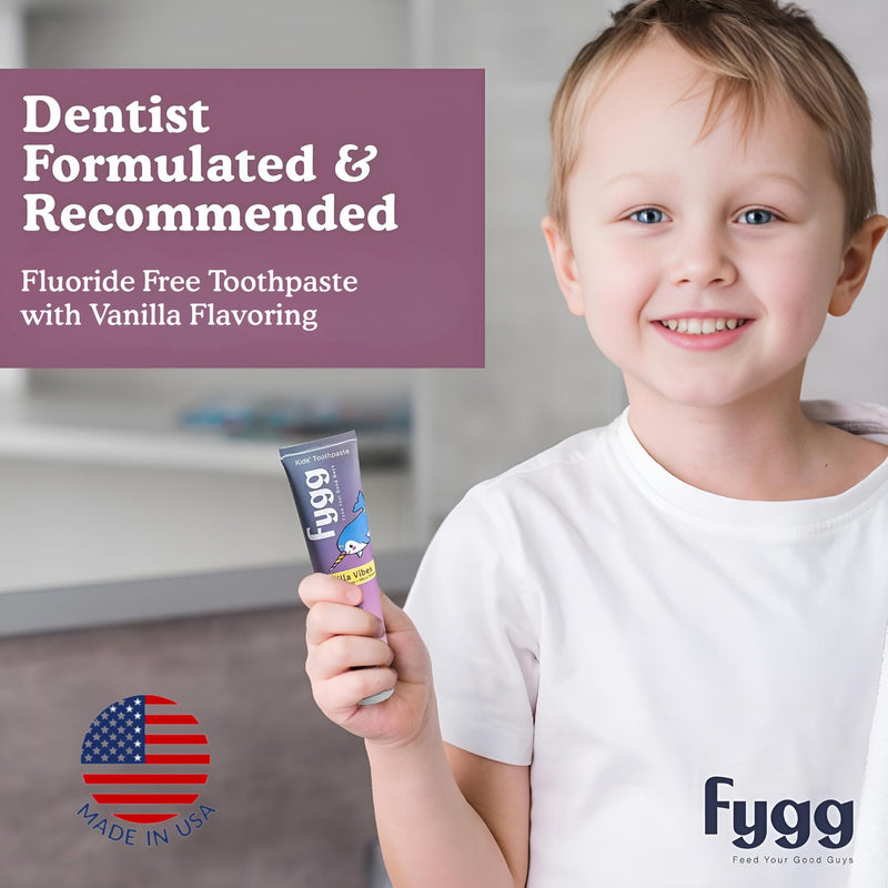 Fygg Fluoride Free Toothpaste 4 oz with Travel Size Pack of .7 oz (Vanilla)