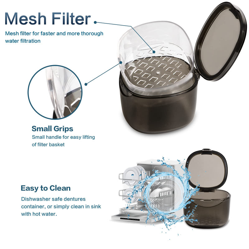 [Australia] - 2022 Upgraded Denture Bath Box Cup, No-Leak Denture case,Retainer Cleaning Box, Complete Clean Care for Dentures, Clear Braces, Mouth Guard, Night Guard & Retainers (transparent grey) Transparent Grey 