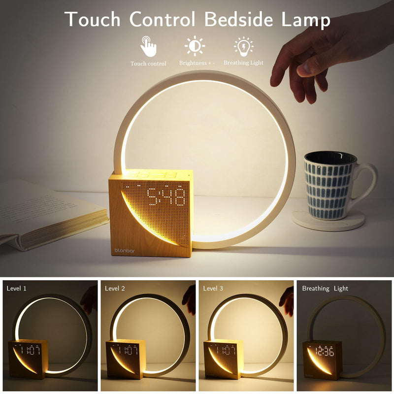 [Australia] - blonbar 10W bedside lamp with USB charging function, wake up light, alarm clock, touch control, dimmable table lamp, sleep aid for babies and adults, 3 levels of brightness, night light for bedroom, living room... yellow 