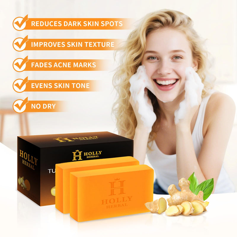 XXL 2.84oz Turmeric Soap Bar - Kojic Acid Soap Dark Spot Remover & Scars - Original Japanese Complex Vitamin C Collagen Shea Butter Retinol Acid Dark Spot Remover for Face Body Skin 1