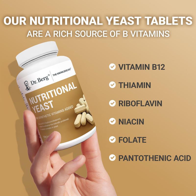 Dr. Berg Nutritionals Yeast Tablets – Natural B12 Added - All 8 B Vitamin Complex – Organic Vanilla Flavor - 270 Vegan Tablets Dietary Supplements 270 Count (Pack of 1)