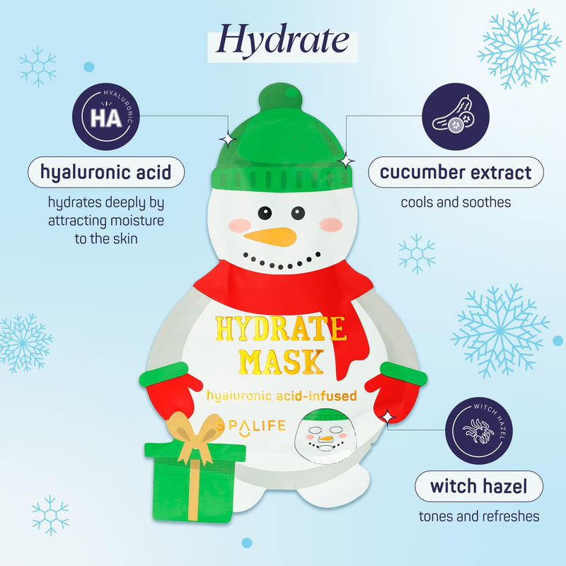 SpaLife Beauty Santa’s Workshop Christmas Face Mask Bundle | Korean Facial Masks | Hydrating, Soothing and Firming Sheet Mask Set | Christmas Face Masks for Women | Spa Party Favors | 12 Pack Santa's Workshop