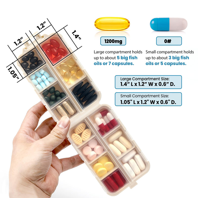 [Australia] - 3 Pack, 14 GRIDS Travel Pill Organizer Box with Labels - Travel Medicine Case Kit - Pocket Daily Pharmacy Container - Travel Medication Holder Dispenser for Fish Oil Vitamin Supplement Storage Khaki+pink+grey 